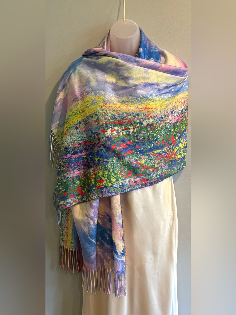 Double sided wrap scarf art print Cashmere Feel Large